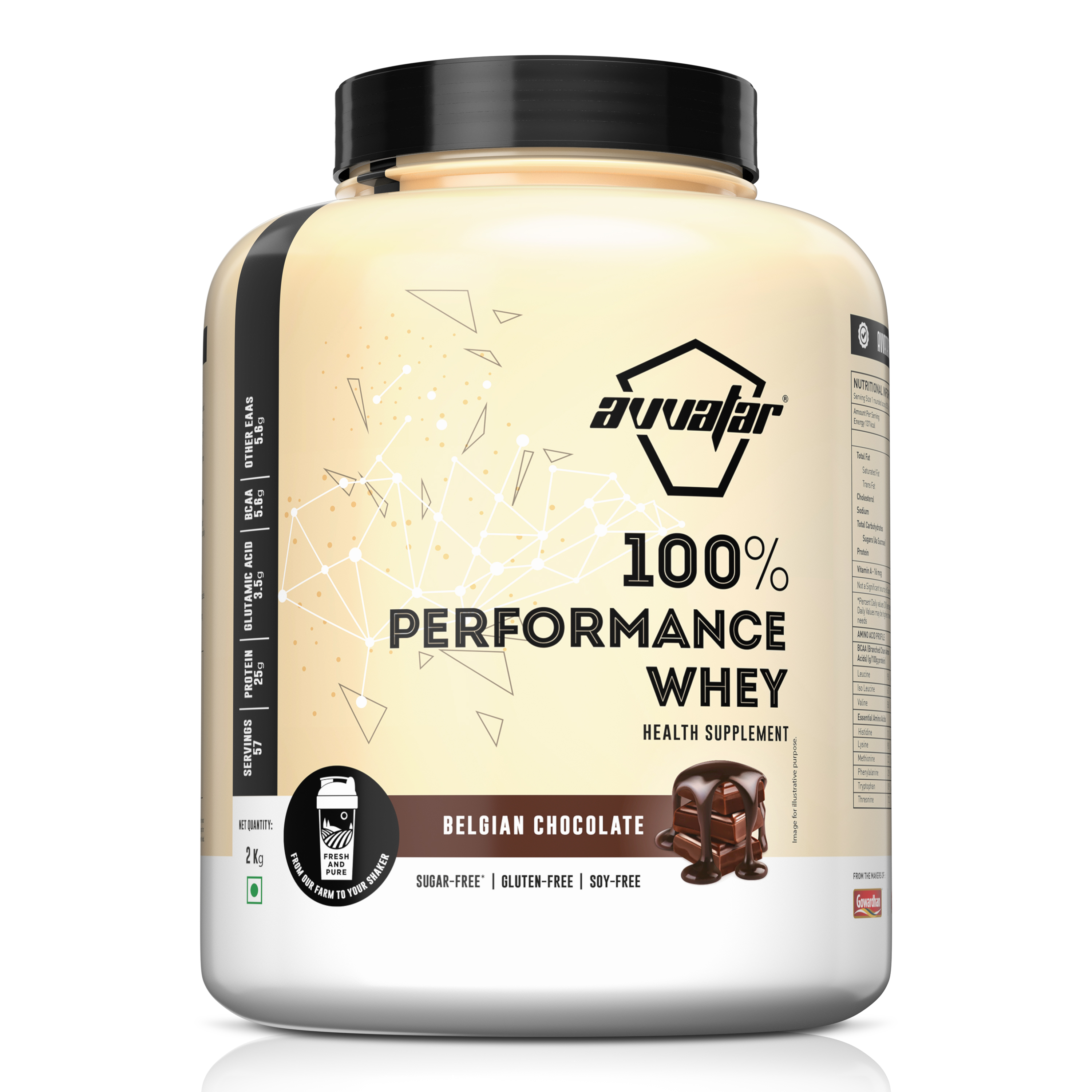 Enjoy the rich flavor of Belgian Chocolate in our 1 kg Performance whey protein powder. Elevate your workouts with Avvatar's irresistible offering. Order now!