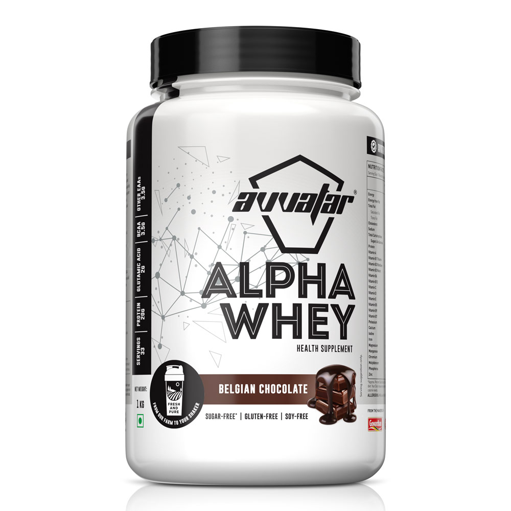 Premium Alpha Chocolate whey protein filled with vitamins & minerals for your daily requirements. Freshest whey protein for building strength & muscle growth.