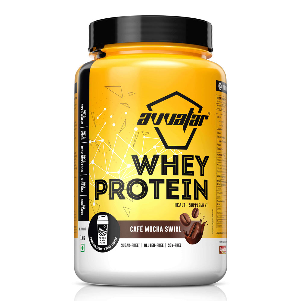 Enjoy the rich flavor of Café Mocha Swirl Whey Protein! Boost your workouts and recovery with this 1 kg pack of premium goodness. Order now!