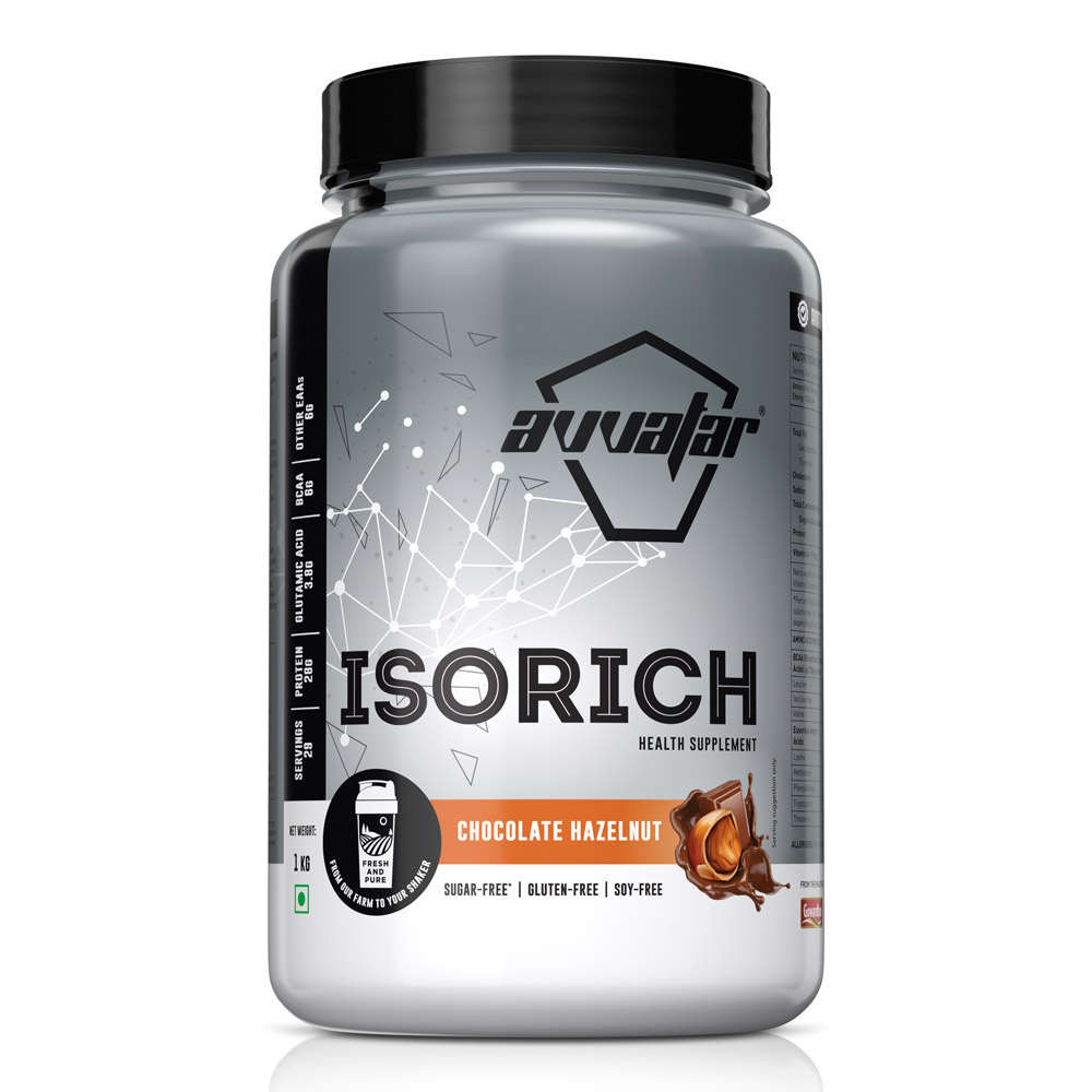 Fuel your day with the rich & indulgent Chocolate Hazelnut Isorich 1 kg protein powder from Avvatar. Elevate your workouts & satisfy your taste buds. Order now!