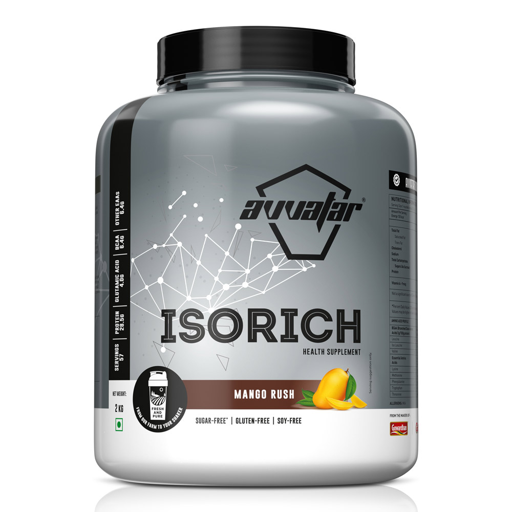 Experience the tropical goodness of fresh Mango Rush Isorich protein flavor Fat Burner at the best price. Order 2 kg online at Avvatar. Shop now!